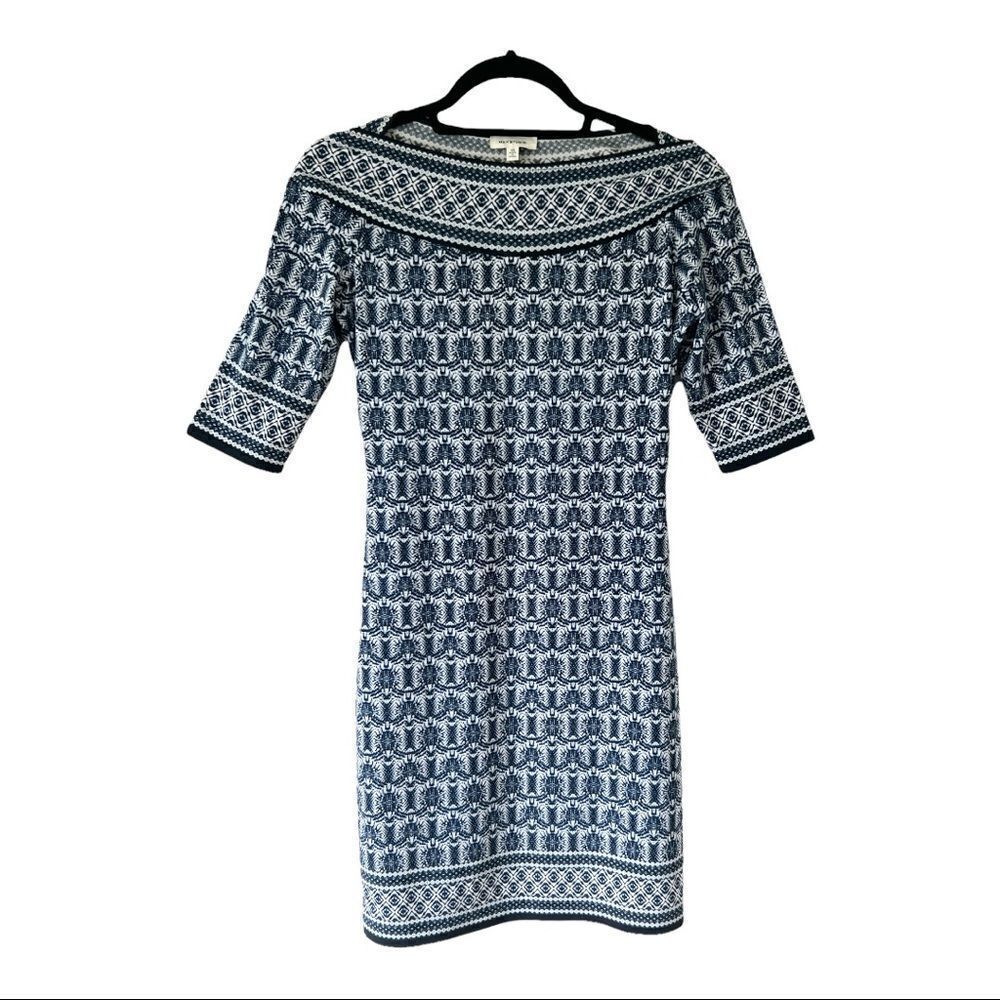Max Studio Navy/White Sheath Dress Size Extra Small‎